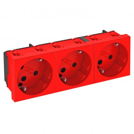 33° socket, protective contact, encoded version, triple 3 | Triple 33° | Signal red; RAL 3001