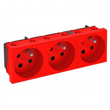 33° socket, with earthing pin, encoded version, triple 3 | Triple 33° | Signal red; RAL 3001