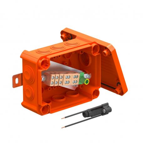 FireBox T100ED with external fastening and fuse holder 136x102x57 | 10 | IP66 | Pastel orange; RAL 2003