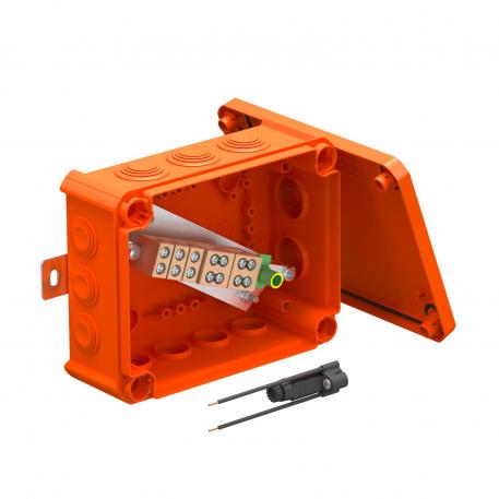 FireBox T160 with plug-in seals, 1 fuse holder 176x135x67 | 12 | IP66 | Pastel orange; RAL 2003