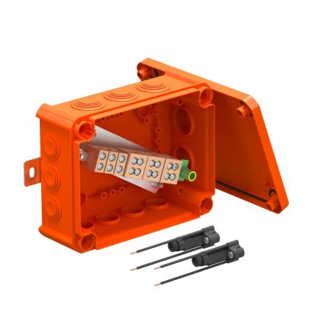 FireBox T160 with plug-in seals, 2 fuse holders 176x135x67 | 12 | IP66 | Pastel orange; RAL 2003