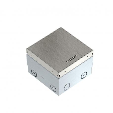 UDHOME2 floor socket, without floor covering recess, freely equippable, stainless steel, decorative plate: cross hatch 