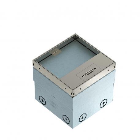 UDHOME2 floor socket, with cord outlet, with floor covering recess, unequipped, stainless steel Floor covering recess